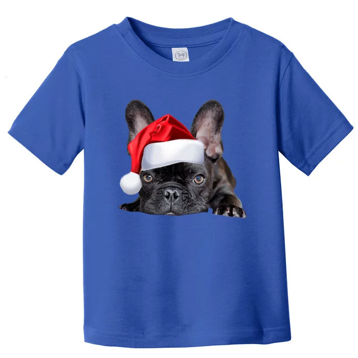 Cute French Bulldog Santa Hat Frenchie Image Christmas Gift Funny Gift Toddler T-Shirt