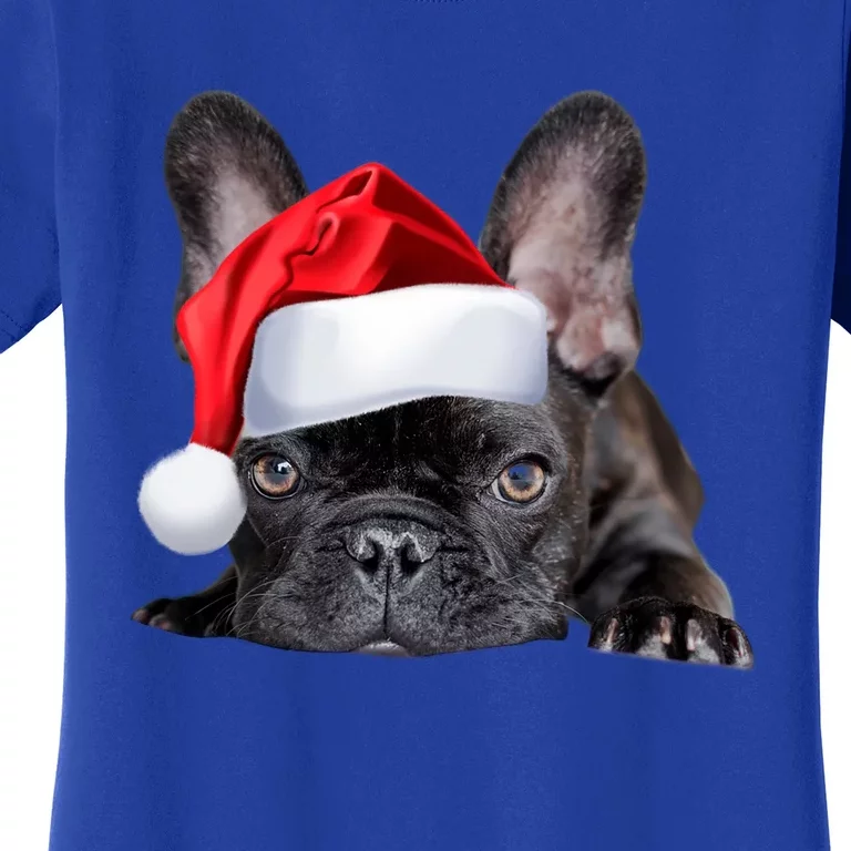 Cute French Bulldog Santa Hat Frenchie Image Christmas Gift Funny Gift Women's T-Shirt