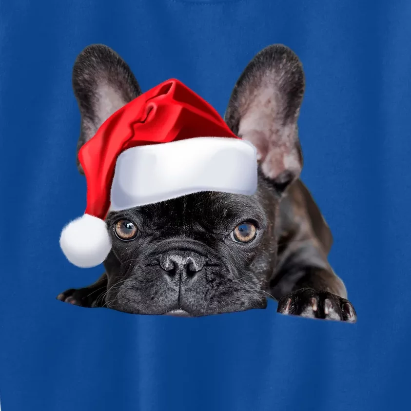 Cute French Bulldog Santa Hat Frenchie Image Christmas Gift Funny Gift Kids Sweatshirt