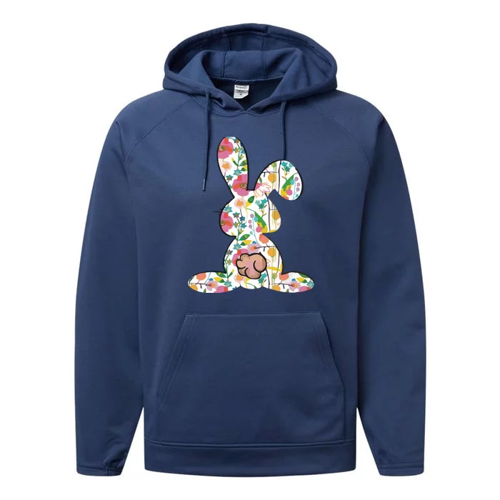 Cute Floral Bunny Gift For Easter Eggs Hunting Performance Fleece Hoodie