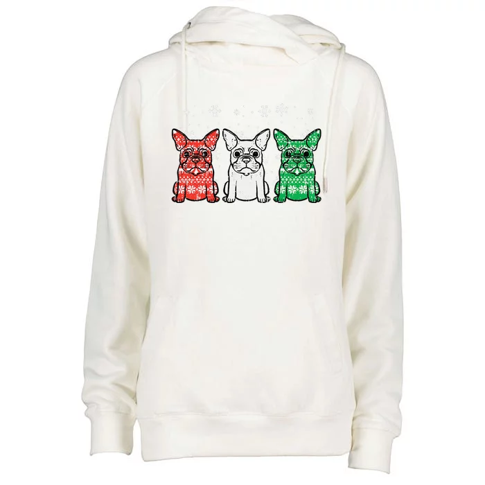 Christmas French Bulldogs Xmas Frenchie Dog Funny Funny Womens Funnel Neck Pullover Hood