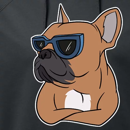 Cool French Bulldog Sunglasses Performance Fleece Hoodie