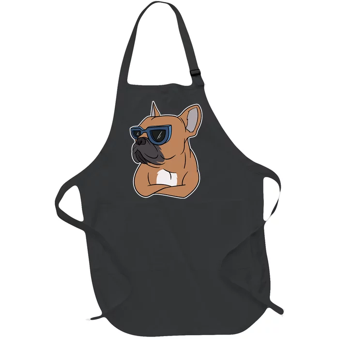 Cool French Bulldog Sunglasses Full-Length Apron With Pocket