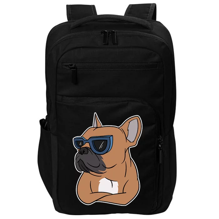 Cool French Bulldog Sunglasses Impact Tech Backpack