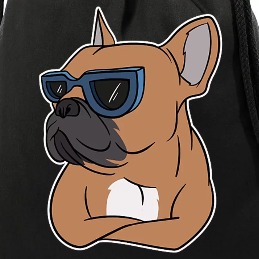 Cool French Bulldog Sunglasses Drawstring Bag