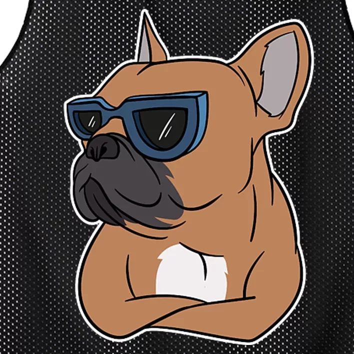 Cool French Bulldog Sunglasses Mesh Reversible Basketball Jersey Tank