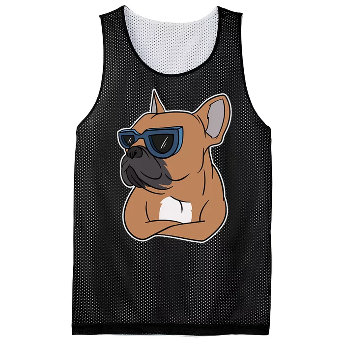 Cool French Bulldog Sunglasses Mesh Reversible Basketball Jersey Tank