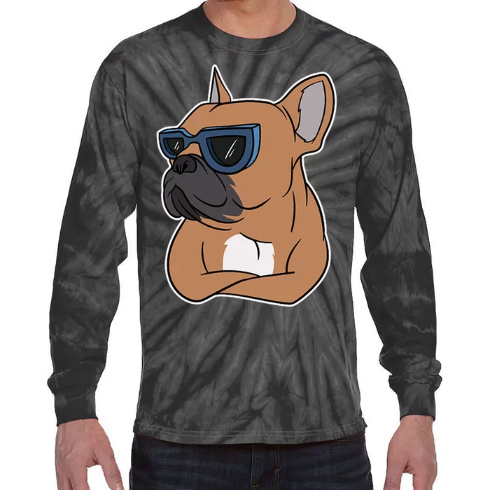 Cool French Bulldog Sunglasses Tie-Dye Long Sleeve Shirt