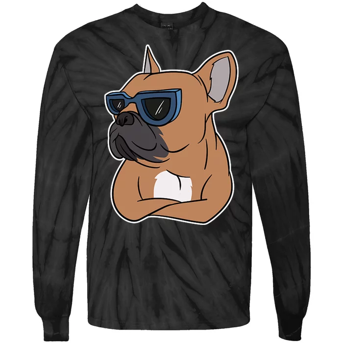 Cool French Bulldog Sunglasses Tie-Dye Long Sleeve Shirt