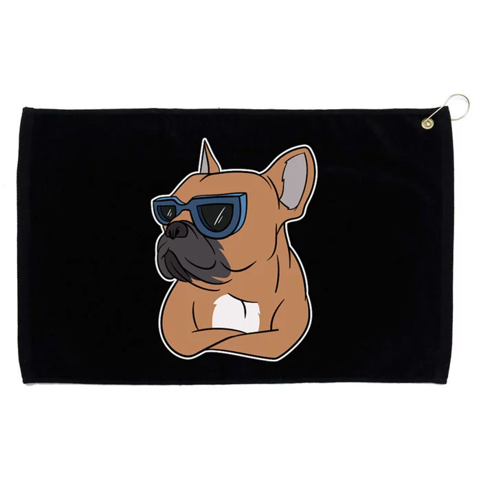 Cool French Bulldog Sunglasses Grommeted Golf Towel