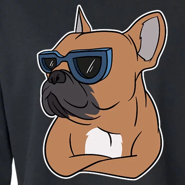 Cool French Bulldog Sunglasses Cropped Pullover Crew