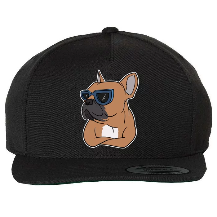 Cool French Bulldog Sunglasses Wool Snapback Cap