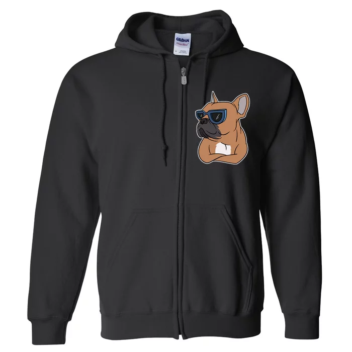 Cool French Bulldog Sunglasses Full Zip Hoodie