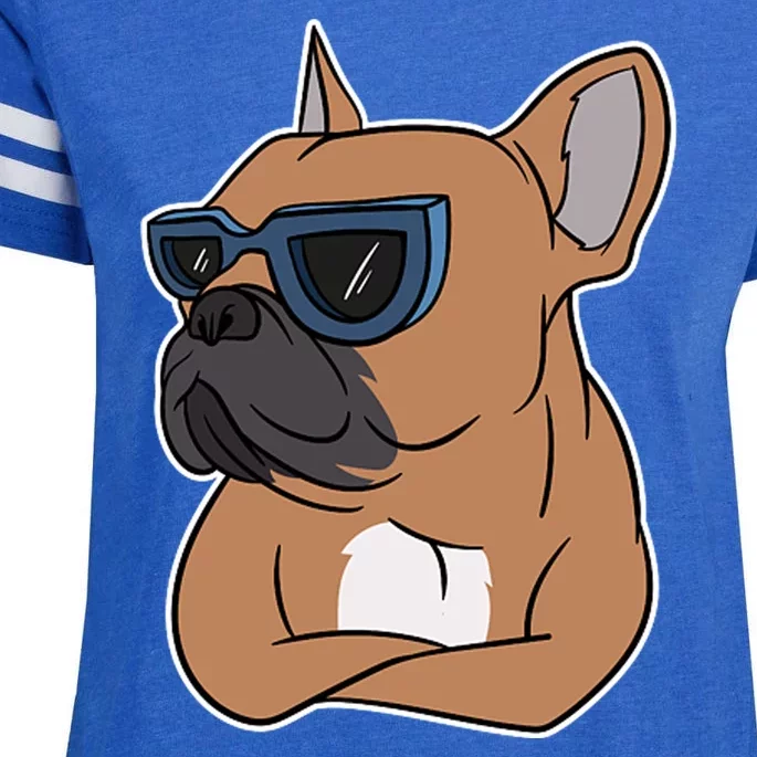 Cool French Bulldog Sunglasses Enza Ladies Jersey Football T-Shirt