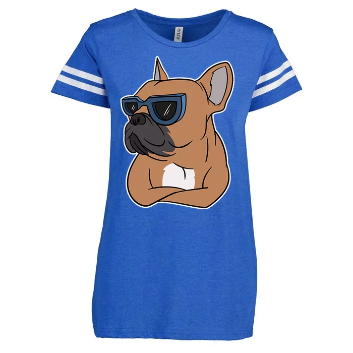 Cool French Bulldog Sunglasses Enza Ladies Jersey Football T-Shirt