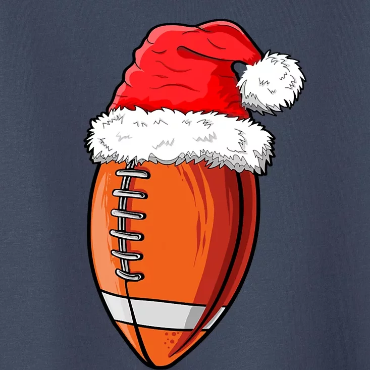 Christmas Football Ball Santa Hat Funny Sport Xmas Boys Toddler T-Shirt