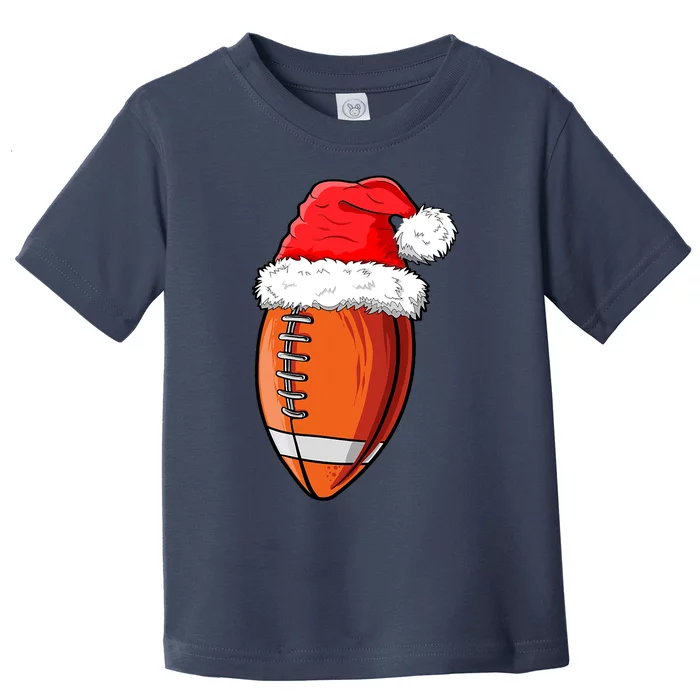 Christmas Football Ball Santa Hat Funny Sport Xmas Boys Toddler T-Shirt