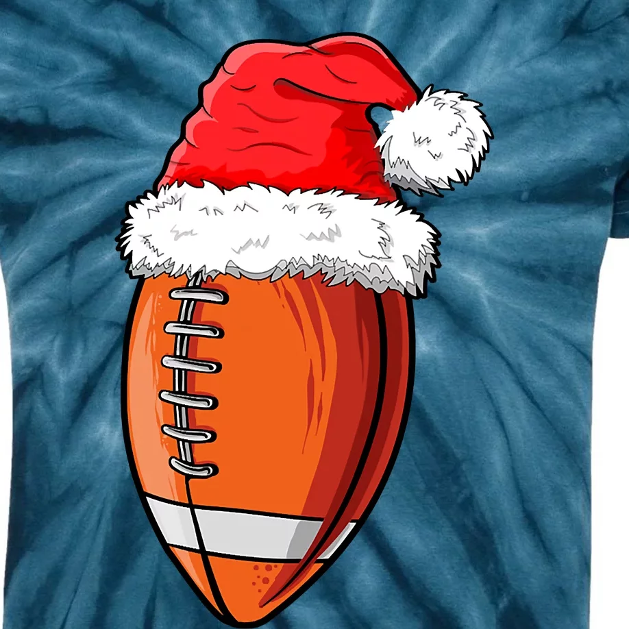 Christmas Football Ball Santa Hat Funny Sport Xmas Boys Kids Tie-Dye T-Shirt