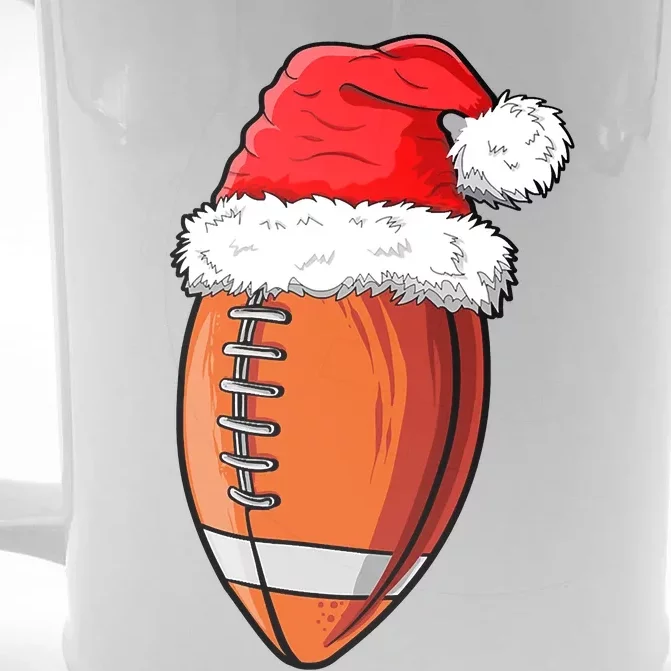 Christmas Football Ball Santa Hat Funny Sport Xmas Boys Front & Back Beer Stein