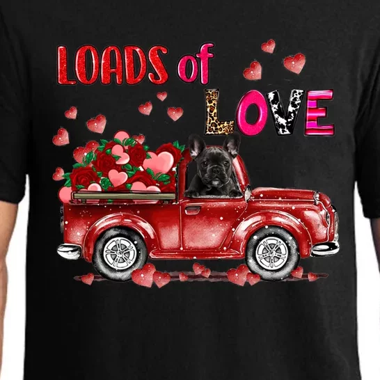 Cute French Bulldog Dog Driving Red Truck Happy Valentine's Gift Pajama Set