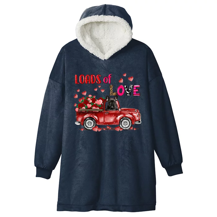 Cute French Bulldog Dog Driving Red Truck Happy Valentine's Gift Hooded Wearable Blanket