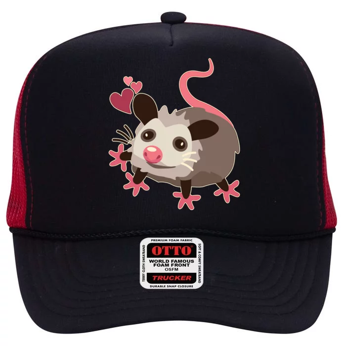 Cute Funny Baby Opossum High Crown Mesh Trucker Hat