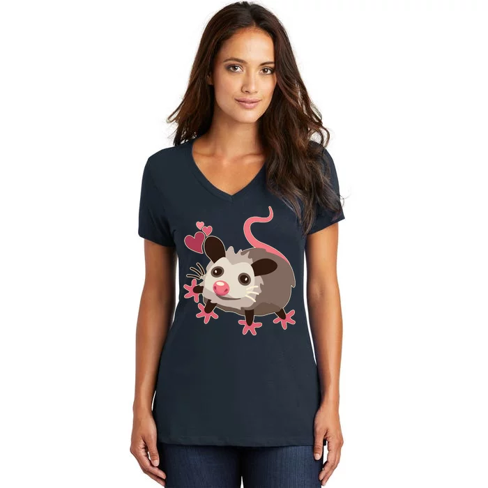 Cute Funny Baby Opossum Women's V-Neck T-Shirt