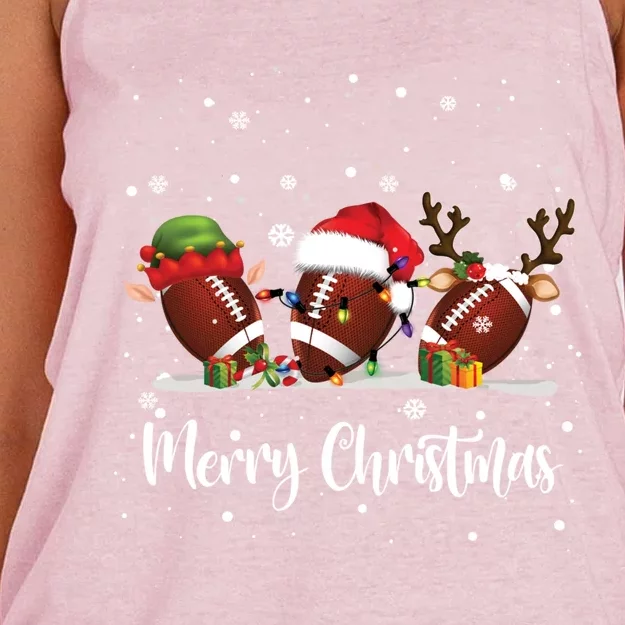 Christmas Football Ball Reindeer Santa Elf Gift Gi Gift Women's Knotted Racerback Tank