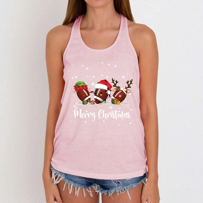 Christmas Football Ball Reindeer Santa Elf Gift Gi Gift Women's Knotted Racerback Tank