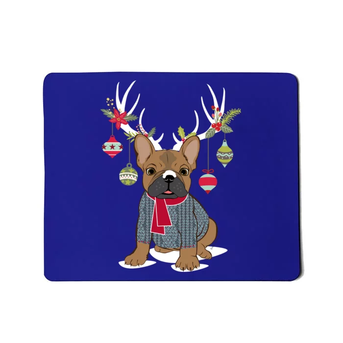 Cute French Bulldog Frenchie Christmas Reindeer Gift Mousepad