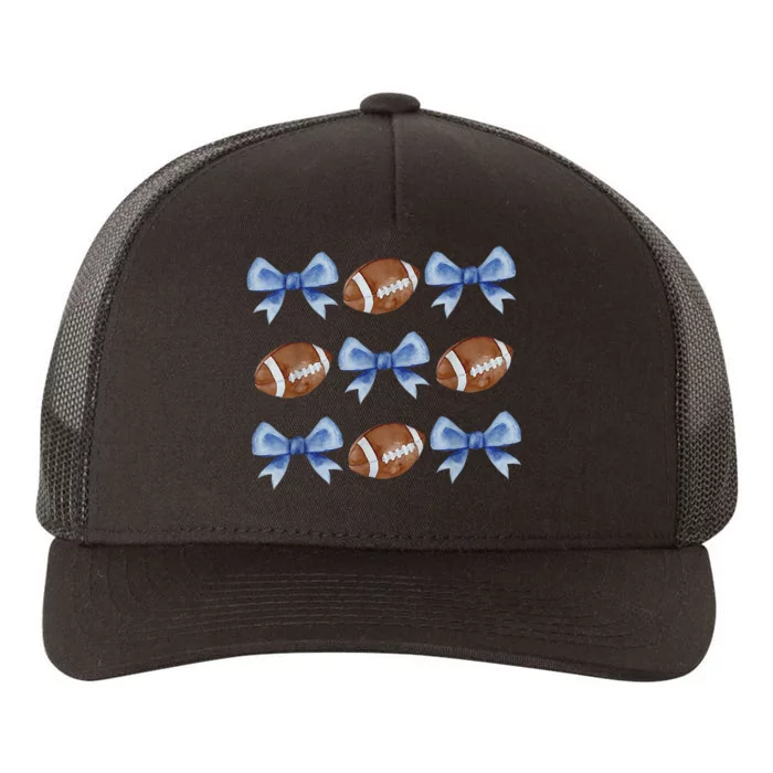 Coquette Football Bow Football Mom Game Day Yupoong Adult 5-Panel Trucker Hat