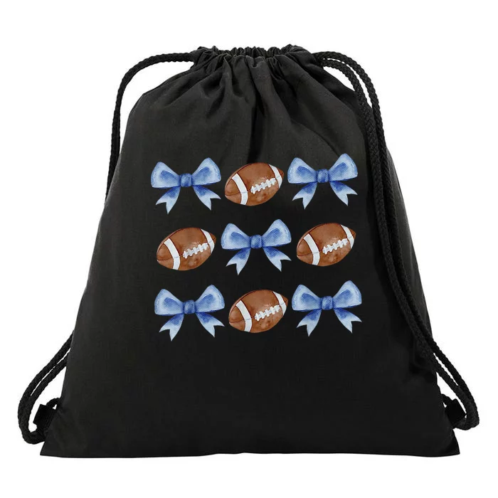 Coquette Football Bow Football Mom Game Day Drawstring Bag