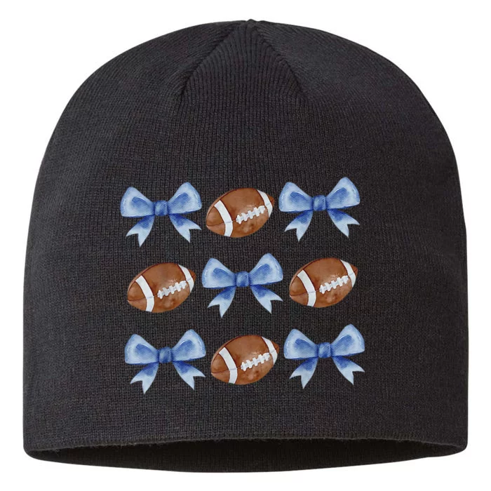 Coquette Football Bow Football Mom Game Day 8 1/2in Sustainable Knit Beanie