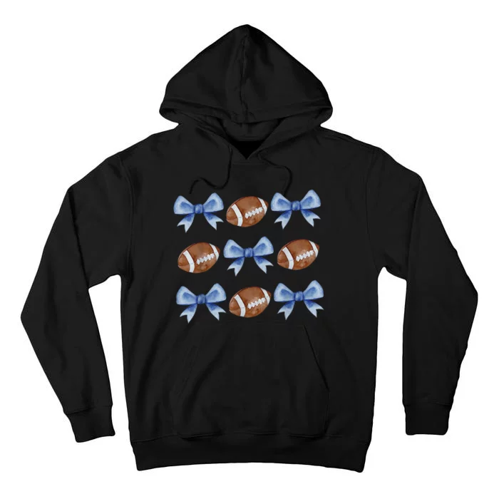 Coquette Football Bow Football Mom Game Day Tall Hoodie