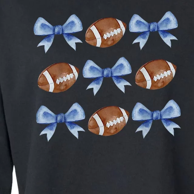 Coquette Football Bow Football Mom Game Day Cropped Pullover Crew