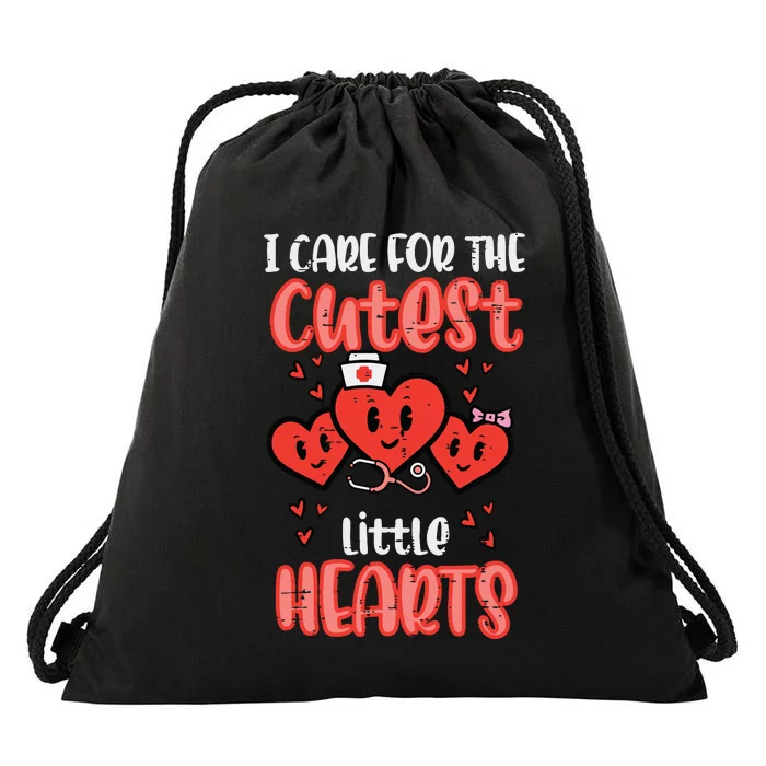 Care For Cutest Little Hearts Nurse Valentines Day Nursing Drawstring Bag