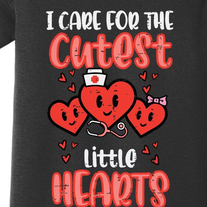 Care For Cutest Little Hearts Nurse Valentines Day Nursing Baby Bodysuit