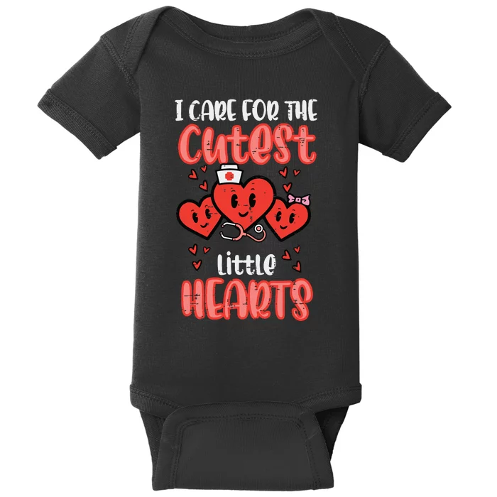 Care For Cutest Little Hearts Nurse Valentines Day Nursing Baby Bodysuit