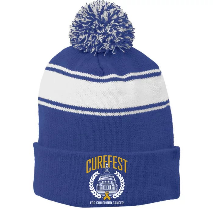 Curefest For Childhood Cancer 2024 In September We Wear Gold Stripe Pom Pom Beanie