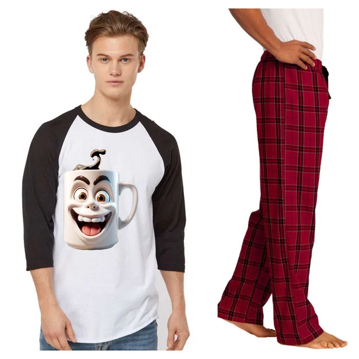 Crazy Face Coffee Character Raglan Sleeve Pajama Set