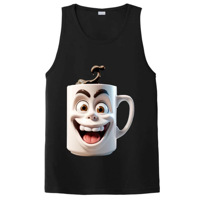 Crazy Face Coffee Character Performance Tank