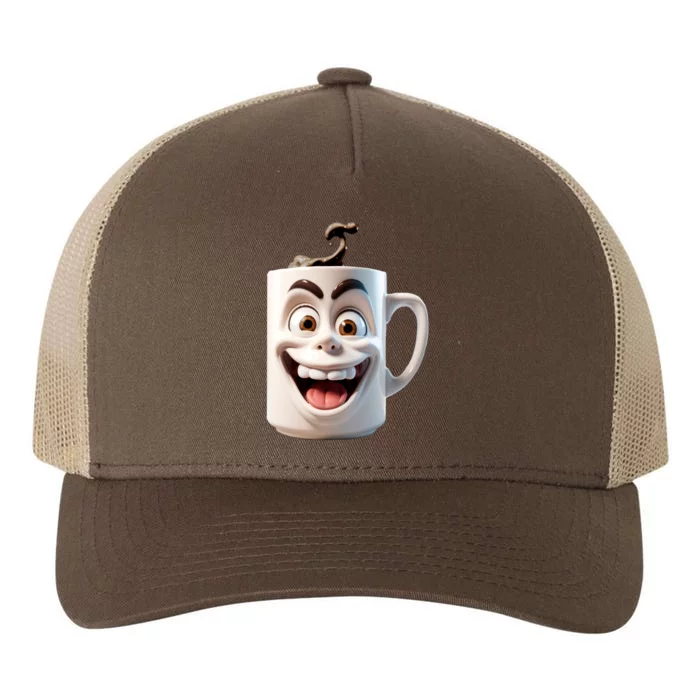 Crazy Face Coffee Character Yupoong Adult 5-Panel Trucker Hat