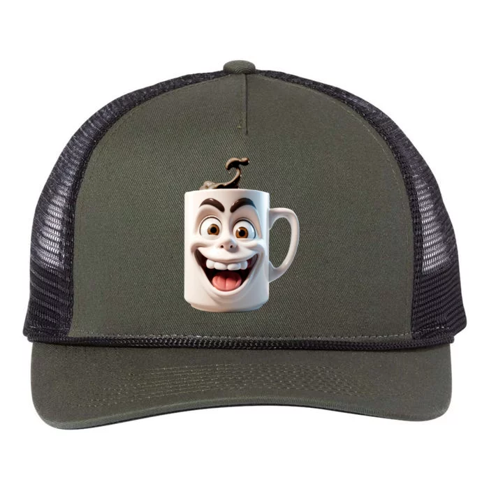 Crazy Face Coffee Character Retro Rope Trucker Hat Cap