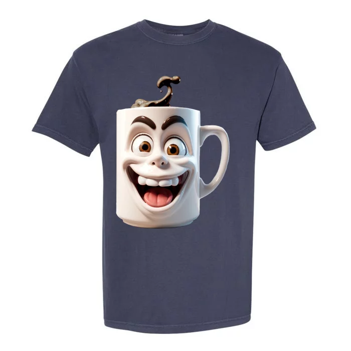 Crazy Face Coffee Character Garment-Dyed Heavyweight T-Shirt