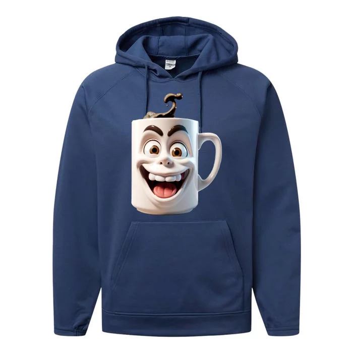 Crazy Face Coffee Character Performance Fleece Hoodie