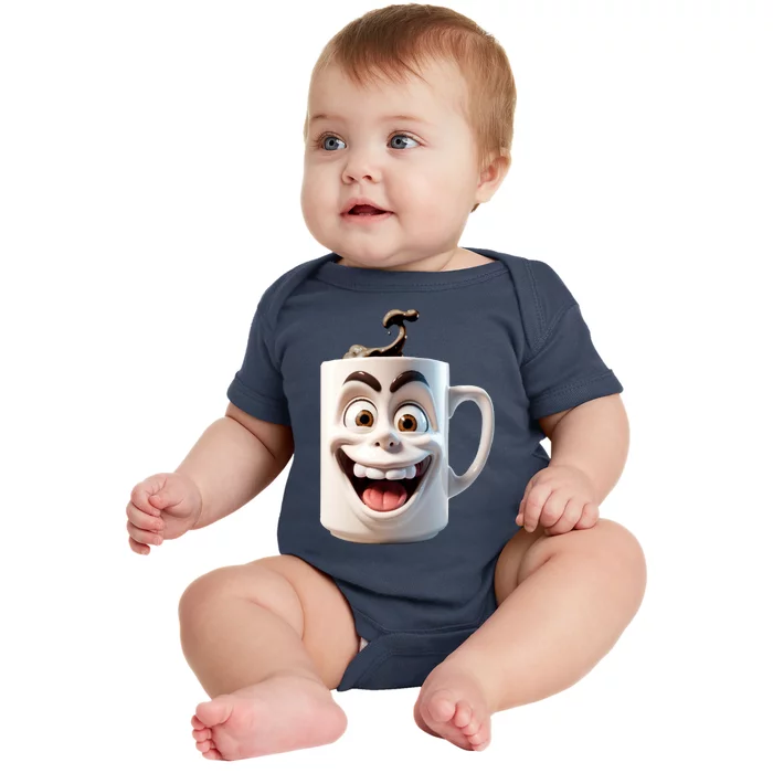 Crazy Face Coffee Character Baby Bodysuit