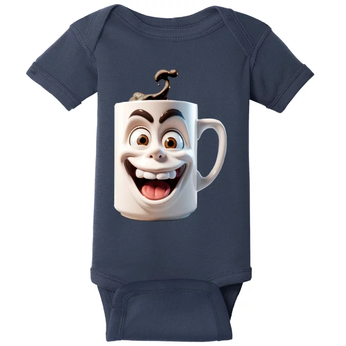 Crazy Face Coffee Character Baby Bodysuit