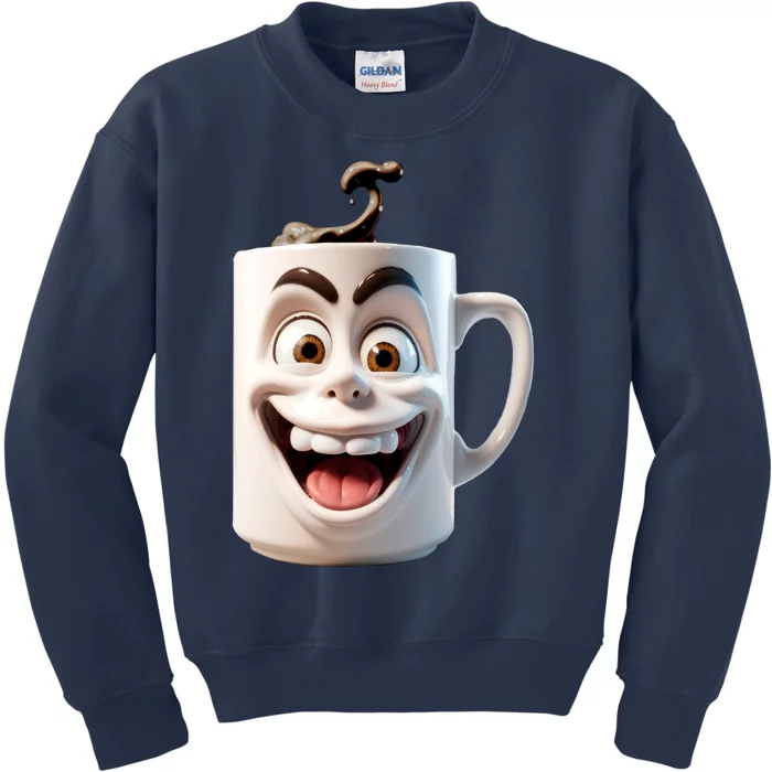 Crazy Face Coffee Character Kids Sweatshirt