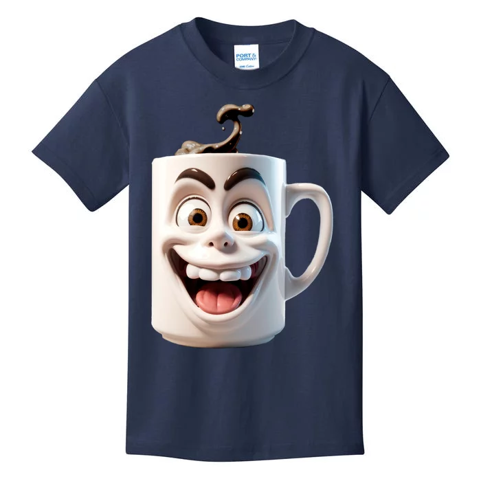 Crazy Face Coffee Character Kids T-Shirt