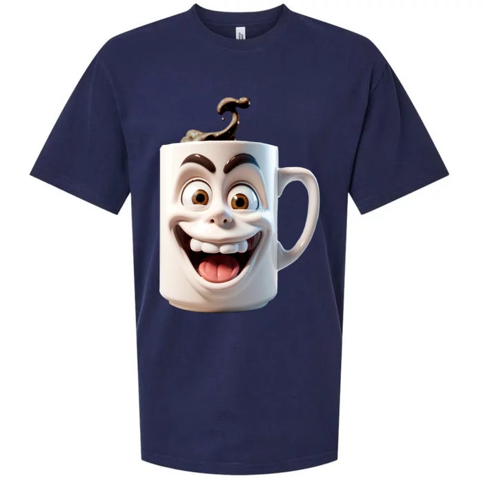 Crazy Face Coffee Character Sueded Cloud Jersey T-Shirt